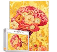 Golden Brain Jigsaw pour Adultes - Puzzle Floral Organe Humain 1000 Pièces - Défi Parfait pour Soirées de Jeu, Bricolage, Décoration Murale - Anatomie Cerveau Blooming avec Fleurs - Art