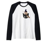 Golden British Cat in The Pocket Witch Hat Halloween Manche Raglan