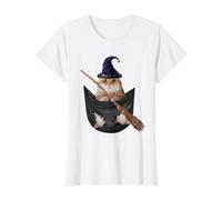 Golden British Cat in The Pocket Witch Hat Halloween T-Shirt Graphique avec Valeur