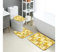 Golden Bubbles Lot de 3 tapis de bain à séchage rapide, élégant et moderne, absorbant, antidérapant, en flanelle, lavable pour salle de bain, toilettes, toilettes