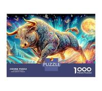Golden Bull Fantasy Puzzle En Plaques De Carton Recyclé 1000 Pièces dans Moonlit Cosmic Art Anti-stress Écologique Pour Adultes Décoration Murale Puzzle Cadeau D’anniversaire De Couple 70x50cm/1000pcs