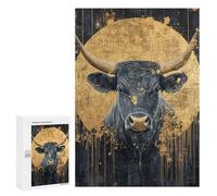 Golden Bull Portrait Art Print Puzzle 1000 Pièces Educa Jouet en Bois Cadeau Unique Décoration Intérieure Jeu Éducatif Challenge Toy Adultes Et Enfants À Partir De 14 Ans 300 PCS