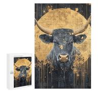 Golden Bull Portrait Art Print Puzzle 1000 Pièces Educa Jouet en Bois Cadeau Unique Décoration Intérieure Jeu Éducatif Challenge Toy Adultes Et Enfants À Partir De 14 Ans 1000 PCS