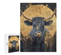 Golden Bull Portrait Art Print Puzzle 1000 Pièces Educa Jouet en Bois Cadeau Unique Décoration Intérieure Jeu Éducatif Challenge Toy Adultes Et Enfants À Partir De 14 Ans 500 PCS