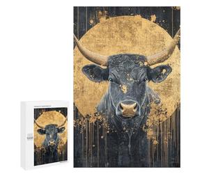 Golden Bull Portrait Art Print Puzzle 1000 Pièces Educa Jouet en Bois Cadeau Unique Décoration Intérieure Jeu Éducatif Challenge Toy Adultes Et Enfants À Partir De 14 Ans 1000 PCS