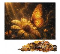 Golden Butterfly and Chrysalis in Rain Puzzle en Bois, 1000 pièces | Cadeau puzzle: montage structuré des bords vers les zones du motif seul ou à plusieurs.