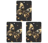 Golden Butterfly Lot de 3 désodorisants carrés à suspendre pour voiture, maison, bureau, style noir