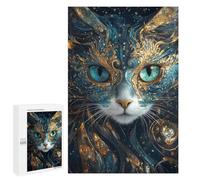 Golden Cat Face Art Print Puzzle 1000 Pièces Educa Jouet en Bois Cadeau Unique Décoration Intérieure Jeu Éducatif Challenge Toy Adultes Et Enfants À Partir De 14 Ans 1000 PCS