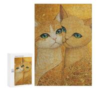 Golden Cats Art Print-2 Puzzle 1000 Pièces Educa Jouet en Bois Cadeau Unique Décoration Intérieure Jeu Éducatif Challenge Toy Adultes Et Enfants À Partir De 14 Ans 300 PCS