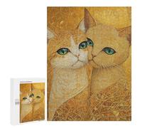 Golden Cats Art Print-2 Puzzle 1000 Pièces Educa Jouet en Bois Cadeau Unique Décoration Intérieure Jeu Éducatif Challenge Toy Adultes Et Enfants À Partir De 14 Ans 500 PCS