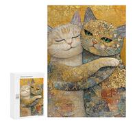 Golden Cats Art Print Puzzle 1000 Pièces Educa Jouet en Bois Cadeau Unique Décoration Intérieure Jeu Éducatif Challenge Toy Adultes Et Enfants À Partir De 14 Ans 300 PCS