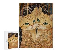 Golden Cats with Green Eyes Puzzle 1000 Pièces Educa Jouet en Bois Cadeau Unique Décoration Intérieure Jeu Éducatif Challenge Toy Adultes Et Enfants À Partir De 14 Ans 500 PCS