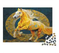 Golden Cheval 1000 Pièces Puzzle Adultes Cheval Cadeau pour Les Amants Ou Les Amis pour L'accrocher Une Fois L'assemblage Terminé Challenge Puzzle 1000pcs (75x50cm)