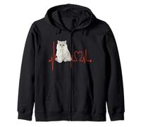 Golden Chinchilla Persian Cat Heartbeat ECG I Love My Cats Sweat à Capuche