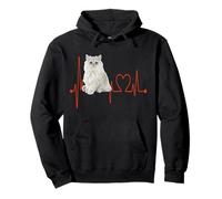 Golden Chinchilla Persian Cat Heartbeat ECG I Love My Cats Sweat à Capuche