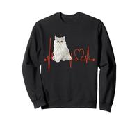 Golden Chinchilla Persian Cat Heartbeat ECG I Love My Cats Sweatshirt