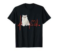 Golden Chinchilla Persian Cat Heartbeat ECG I Love My Cats T-Shirt