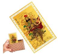 Golden Chinese Carte de Dieu Décoration en de cuivre avec design portable, accessoire de richesse avec finition, ornement culturel, parfait pour hommes, femmes, adolescents, père, grand-mère
