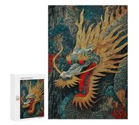 Golden Chinese Dragon Artwork Puzzle 300 Pièces Educa Jouet en Bois Cadeau Unique Décoration Intérieure Jeu Éducatif Challenge Toy Adultes Et Enfants À Partir De 14 Ans 300 PCS