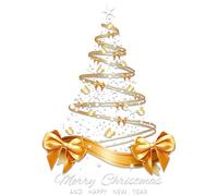 Golden Christmas Tree Window Stickers - 25.59x17.72 Inch Double-Sided Decals | Self-Adhesive Holiday Mural for Home, Living Room, Wall, Office, Classroom, Indoor Party Seasonal Decoration