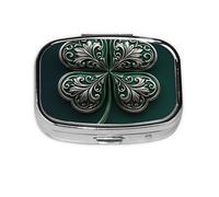 Golden Clover Mini pilulier carré en métal avec 2 compartiments de poche