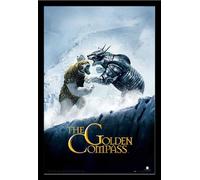 Golden Compass, The - Poster - Fighting Bears + cadre amovible, Shinsuke® Maxi MDF noir, vitre acrylique