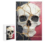 Golden Cracked Skull Art Print Puzzle 1000 Pièces Educa Jouet en Bois Cadeau Unique Décoration Intérieure Jeu Éducatif Challenge Toy Adultes Et Enfants À Partir De 14 Ans 1000 PCS
