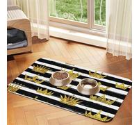 Golden Crown Glitter with Black and White Stripes,Waterproof Pet Feeding Mat,PU Leather Placemats for Cat Dog Water Bowl,Food Mats,40x60cm
