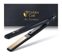 Golden Curl Fer Lisseur Cheveux Professionnel pour Lissage Facile et Rapide | 5 Ans de Tranquillité, Fer à Lisser et Boucleur 2 en 1, Appareil Coiffure Hair Straightener pour Lisser et Boucler (Or)