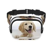 Golden Cute Dog Unisexe Taille Réglable Carré Double Couche Sac de Taille pour Activités de Plein Air Voyage Course Randonnée, Noir , Taille unique