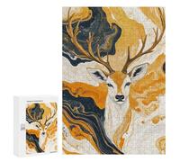 Golden Deer Abstract Art Print Puzzle 1000 Pièces Educa Jouet en Bois Cadeau Unique Décoration Intérieure Jeu Éducatif Challenge Toy Adultes Et Enfants À Partir De 14 Ans 300 PCS