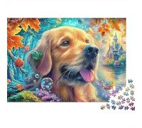 Golden Dog dans Une Bulle, Conte de fées d'automne Puzzle De 1000 Pièces pour Adultes Et Enfants À Partir De 12 Ans Chien Mignon Jeu De Défi Et De Jeu d'esprit 38x26cm/1000pcs