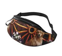 Golden Dog Sac banane pour homme et femme en polyester imprimé avec sangle réglable pour voyage, marche, sport, Noir , Taille unique