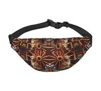 Golden Dog Sac banane pour homme et femme en polyester imprimé avec sangle réglable pour voyage, marche, sport, Noir , Taille unique