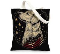 Golden Dog Sac fourre-tout en toile vintage réutilisable Sac à main léger Noir, noir, 13x15 Inch