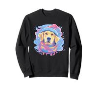 Golden Dog Winter Portrait Écharpe pour Amoureux des Animaux de Compagnie Bleu Rose Sweatshirt