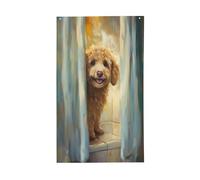 Golden Doodle Banderole de vœux avec œillets pour salle de bain, cour, maison, décoration d'intérieur et d'extérieur 0,9 x 1,5 m