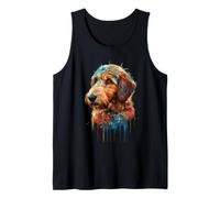Golden Doodle Coloré Splatter Art Aquarelle Peint Débardeur