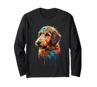 Golden Doodle Coloré Splatter Art Aquarelle Peint Manche Longue