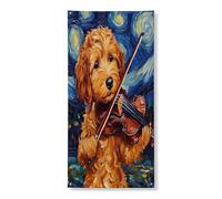 Golden Doodle Couverture de porte décorative en forme de chien 91,4 x 182,9 cm, motif étoiles, violon nocturne, à suspendre pour porte d'entrée, intérieur et extérieur, pour animal domestique, chiot