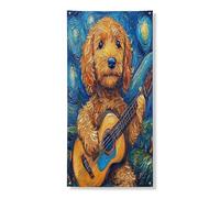 Golden Doodle Couverture de porte décorative en forme de chien 91,4 x 182,9 cm, motif guitare étoilée nuit à suspendre pour porte d'entrée, intérieur et extérieur, pour animal domestique, chiot