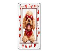 Golden Doodle Couverture de porte décorative en forme de chien 91,4 x 183 cm, pour la Saint-Valentin, fenêtre et porte d'entrée, intérieur ou extérieur