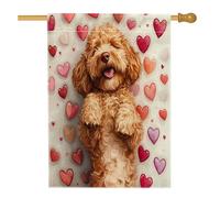 Golden Doodle Drapeaux pour maison de chien 71,1 x 101,6 cm double face, pour la Saint-Valentin, motif cœur mignon standard, drapeaux de maison, drapeaux de jardin pour animaux de compagnie