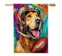 Golden Doodle Drapeaux pour maison de chien 71 x 101,6 cm double face pour extérieur, football américain, rugby, sport, chiot, drapeau vertical standard en toile pour la maison, drapeau amusant pour
