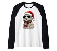 Golden Doodle Goldendoodle Chapeau de Père Noël Écharpe Lunettes de Soleil Manche Raglan