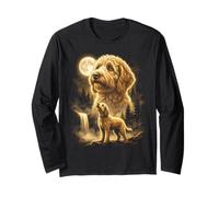 Golden Doodle Howling at Full Moon Forest Groodles Dog Manche Longue