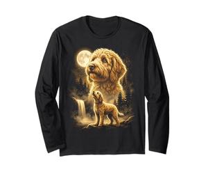 Golden Doodle Howling at Full Moon Forest Groodles Dog Manche Longue