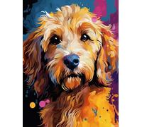 Golden Doodle Kit de peinture diamant 5D pour adulte Motif chiot coloré 30 x 40 cm