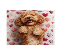 Golden Doodle - Puzzle chien pour adultes - 500 pièces - Casse-tête en forme de cœur mignon pour la Saint-Valentin, cadeau de fête pour animaux de compagnie, divertissement familial, décoration