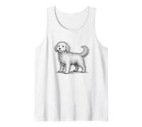 Golden Doodle Sketch Abstrait Chien Gribouillage Art Minimaliste Débardeur
